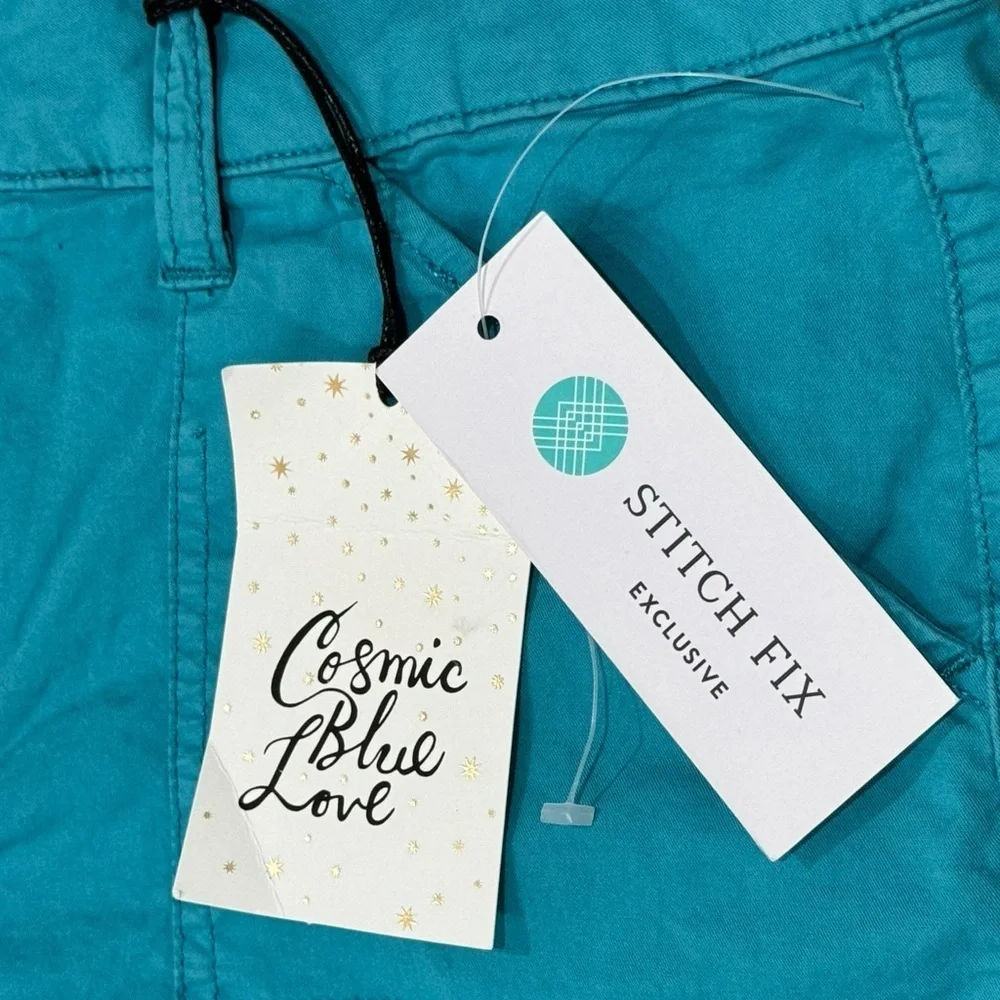 NWT Cosmic Blue Love Ocean Blue Rolled Hem Shorts Women’s Size 27/4 Mid Rise - Picture 3 of 7